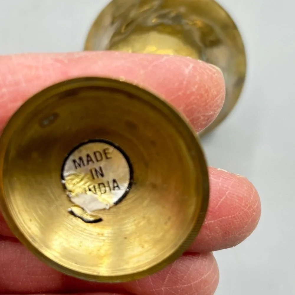 Vintage‎ Brass Liqueur Shot Glasses Set with Octagon Serving Tray Made in India